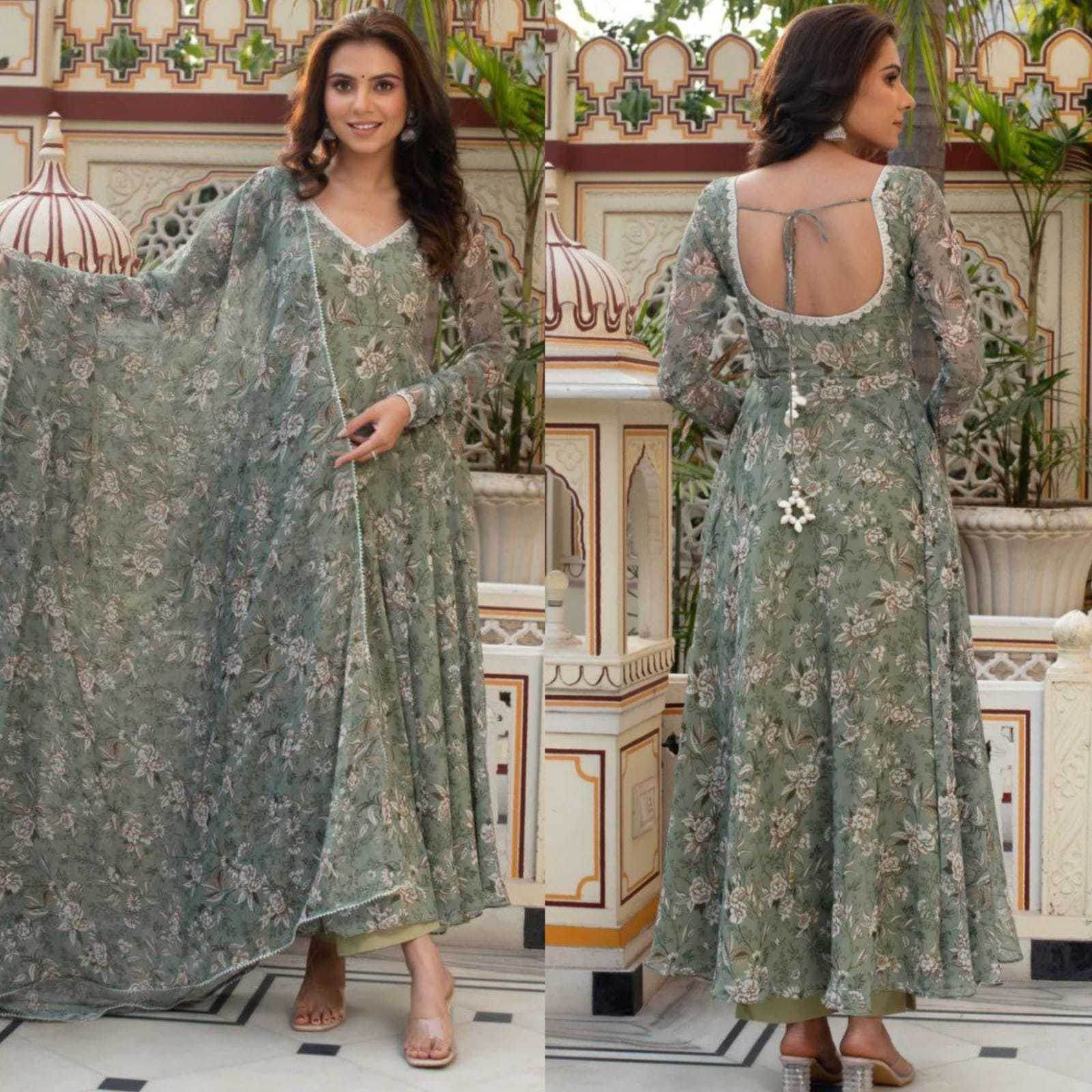Georgette Printed Party Gowns - MYLUXURY LANE ENTERPRISE